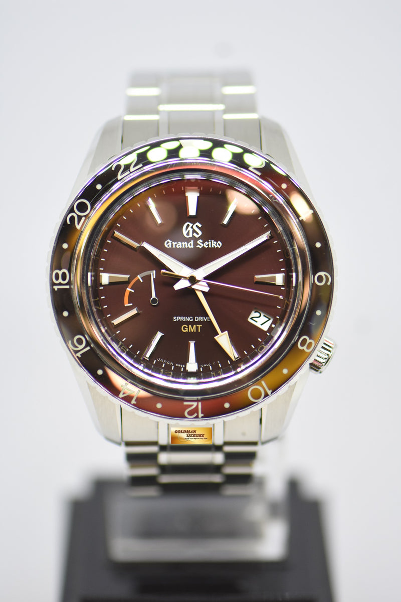 GRAND SEIKO SPRING DRIVE GMT 44mm STAINLESS STEEL IN BRACELET MAHOGANY –  Goldman Luxury