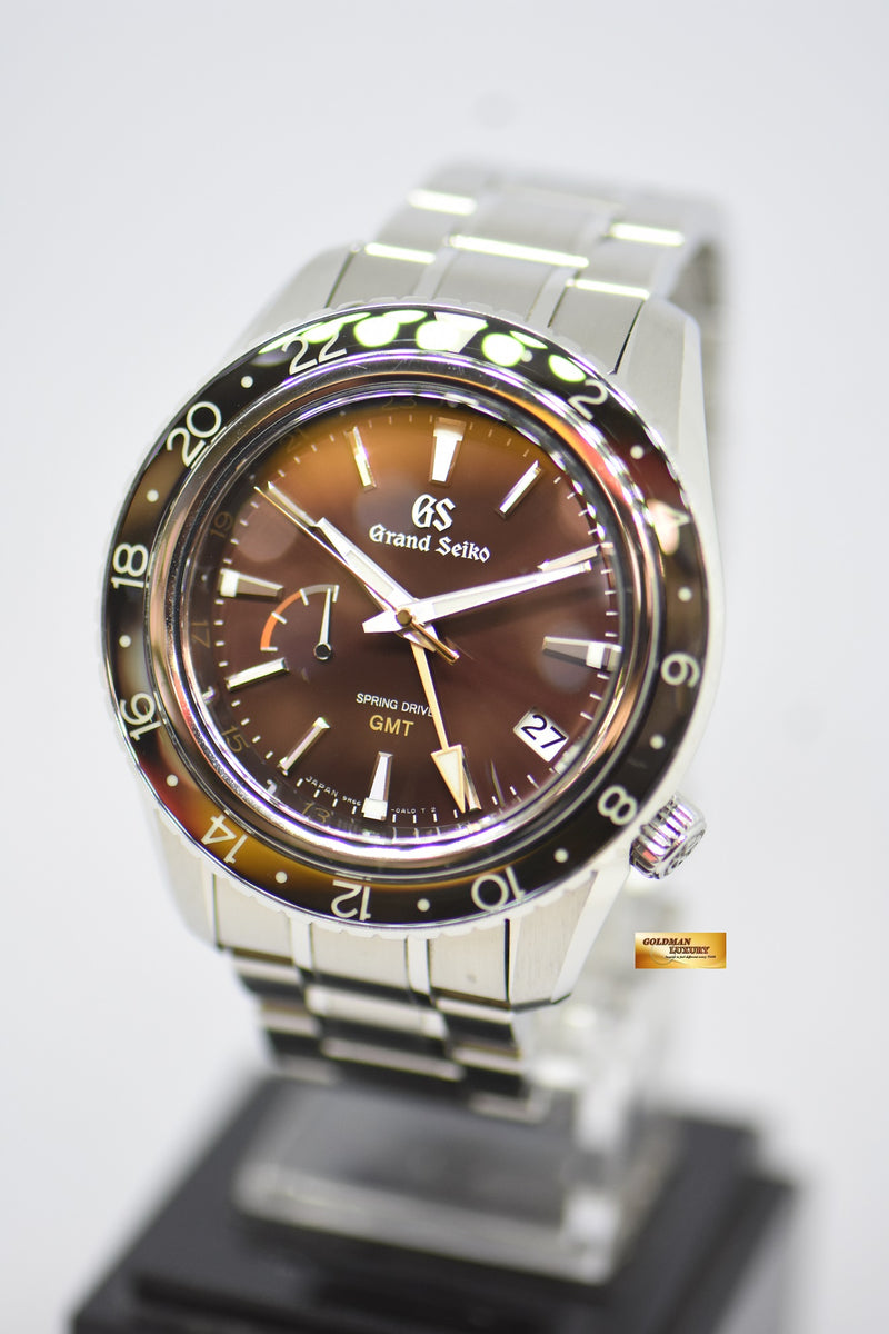 GRAND SEIKO SPRING DRIVE GMT 44mm STAINLESS STEEL IN BRACELET MAHOGANY –  Goldman Luxury