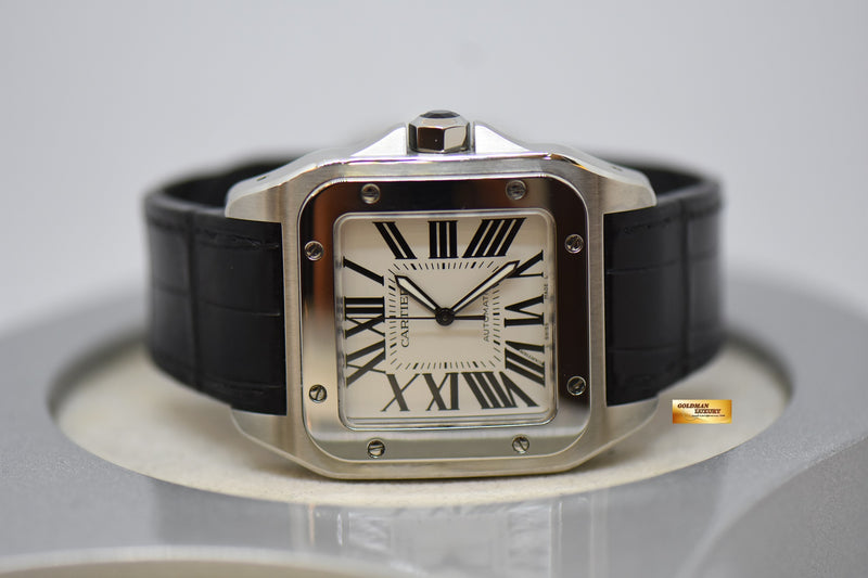 [SOLD] CARTIER SANTOS 100 XL STEEL IN LEATHER STRAP AUTOMATIC 2656 (MI ...
