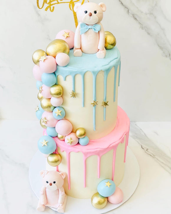 Gender Reveal Cake, Teddy Bear Cake – Cocostreatla