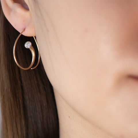 Ayesha Mayadas Inverted Vortex earrings in 18K rose gold with diamonds