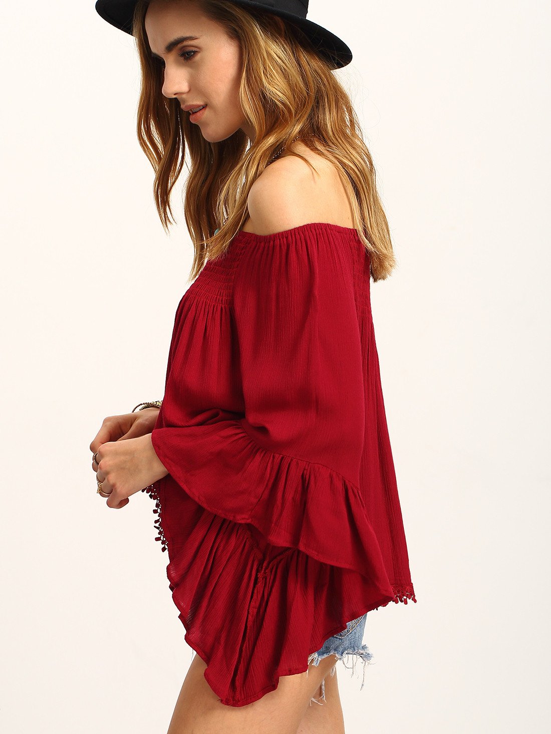 Red Off The Shoulder Blouse - Boho Buys