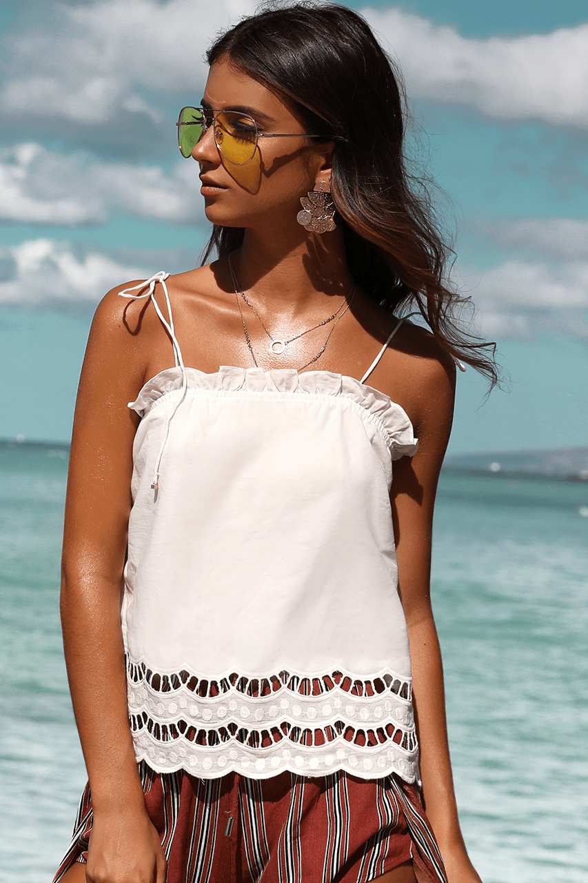 White Scallop Hem Cami - Boho Buys