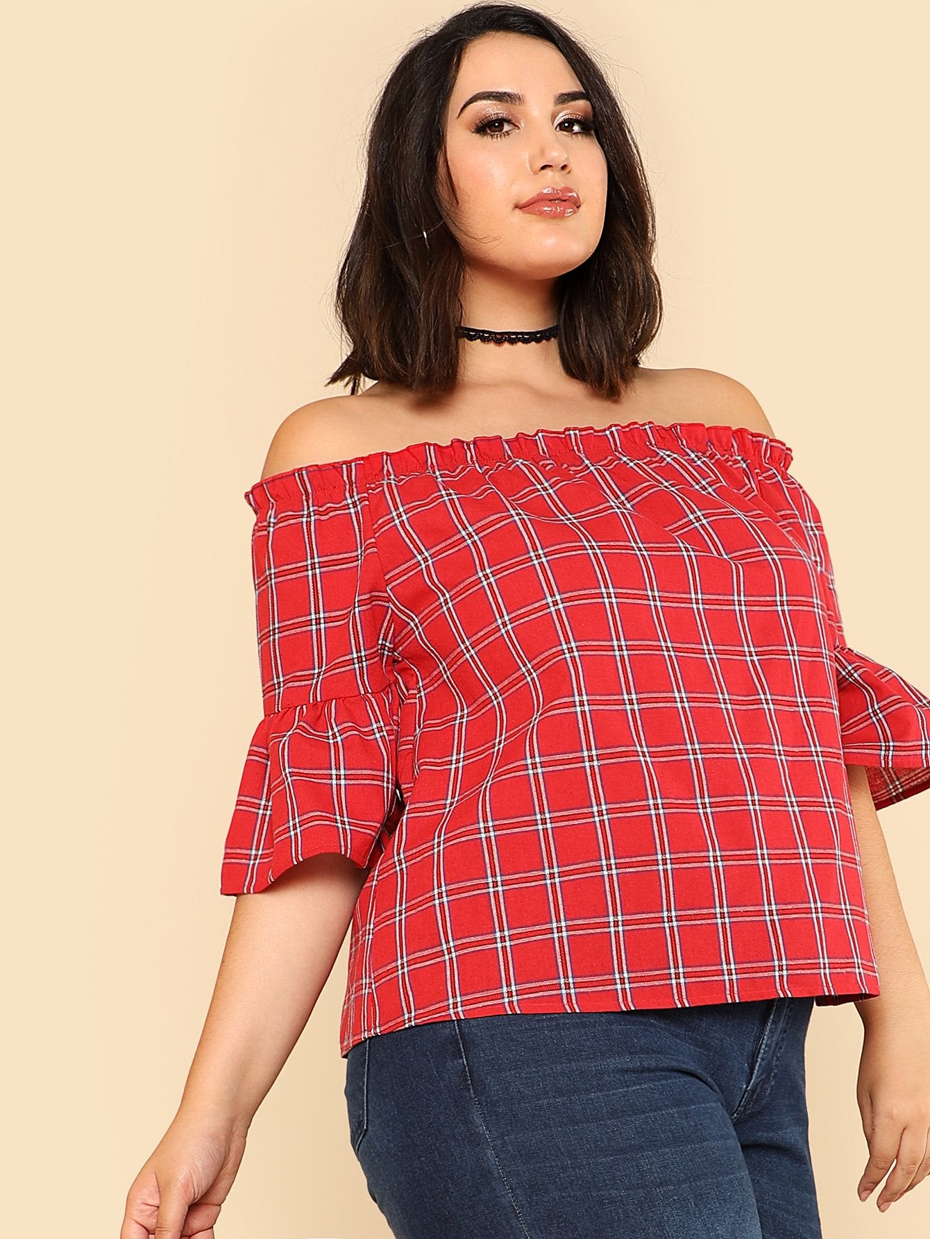 PLUS SIZE Red Check Top - Boho Buys