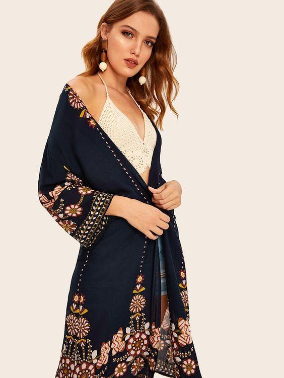 Navy Blue Boho Kimono - Boho Buys