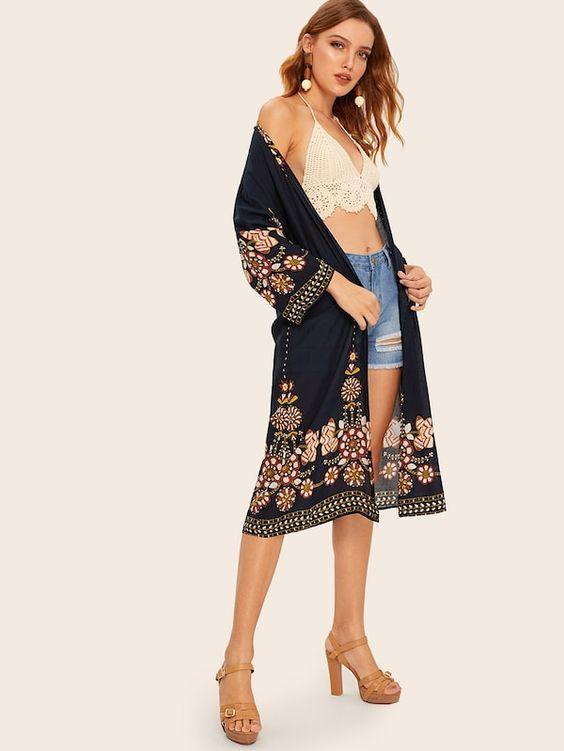 Navy Blue Boho Kimono - Boho Buys