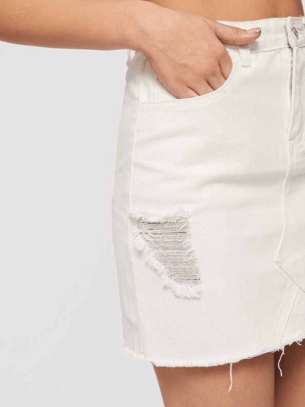 White Denim Mini Skirt - Boho Buys