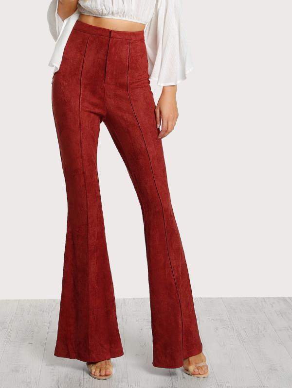 Faux Suede Flared Pants - Boho Buys