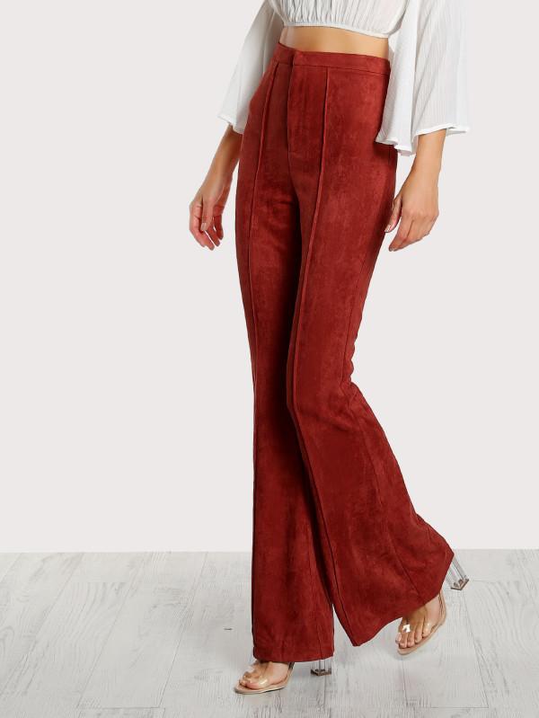 Faux Suede Flared Pants - Boho Buys