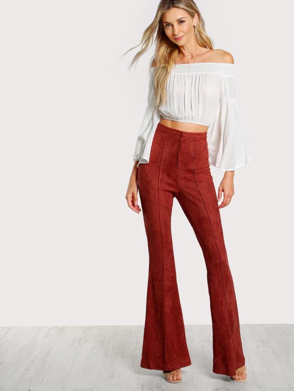 Faux Suede Flared Pants - Boho Buys