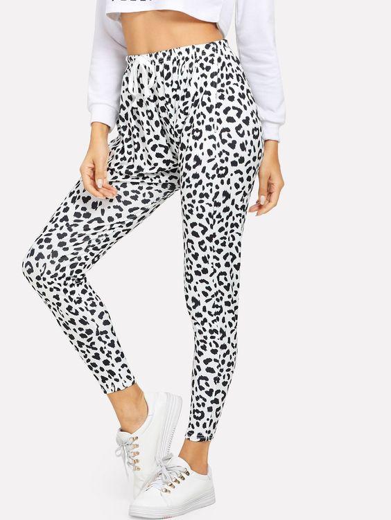 White Leopard Print Pants - Boho Buys