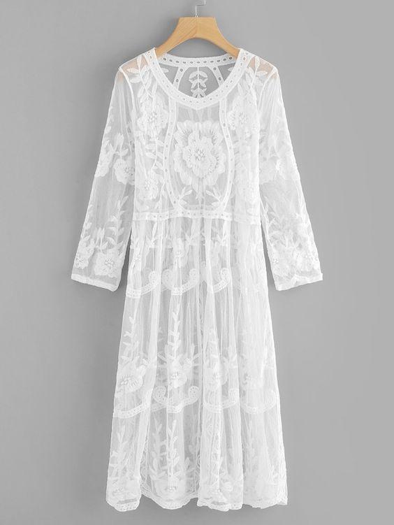 Sheer White Lace Dress - Boho Buys