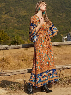 Burnt Orange Maxi Dress - Boho Buys