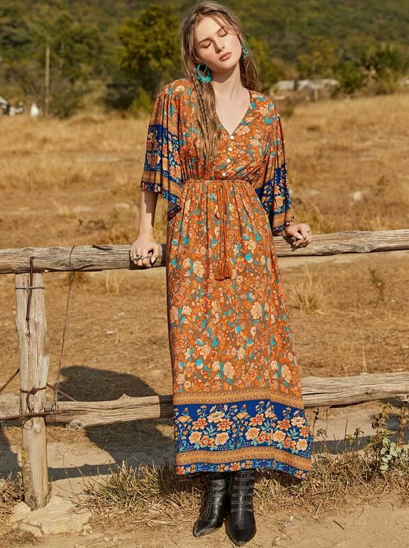 Burnt Orange Maxi Dress - Boho Buys