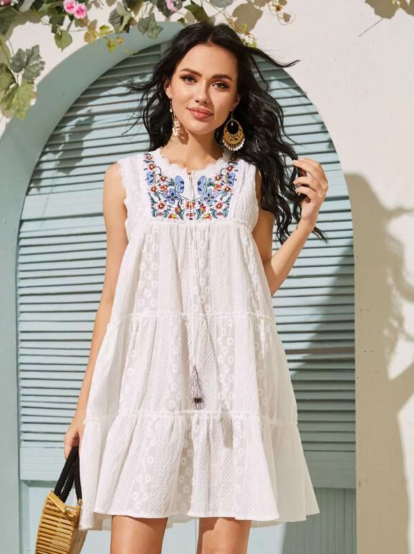 Luxe Boho White Cotton Lace Dress - Boho Buys