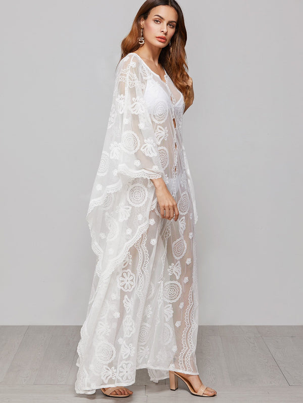 White Kaftan Maxi - Boho Buys