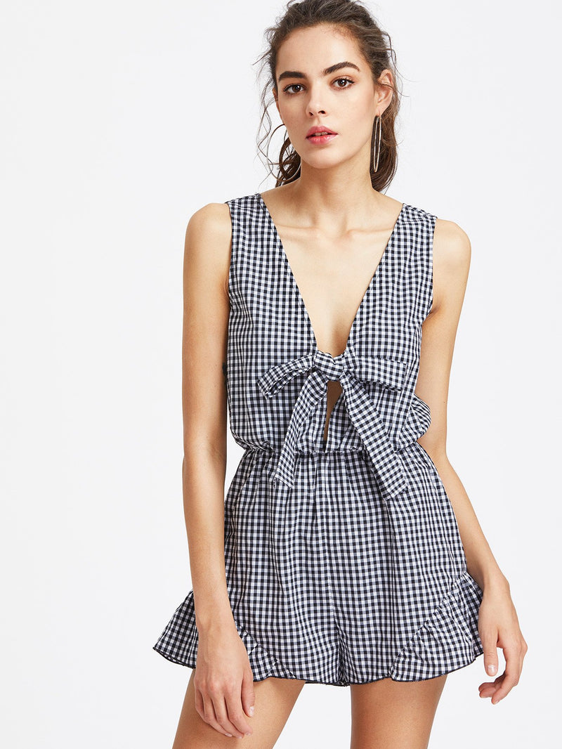 Gingham Romper - Boho Buys