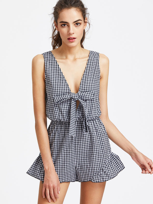 Gingham Romper - Boho Buys