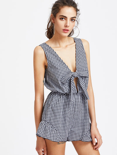 Gingham Romper - Boho Buys