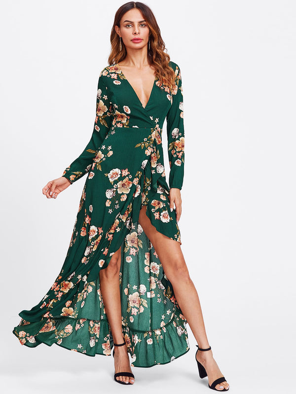 Green Wrap Maxi Dress - Boho Buys