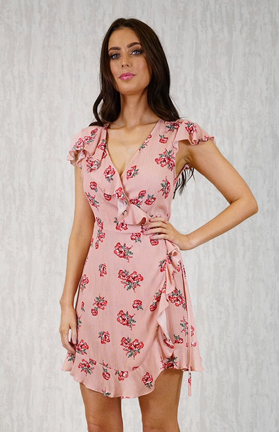 Pink Floral Wrap Dress - Boho Buys