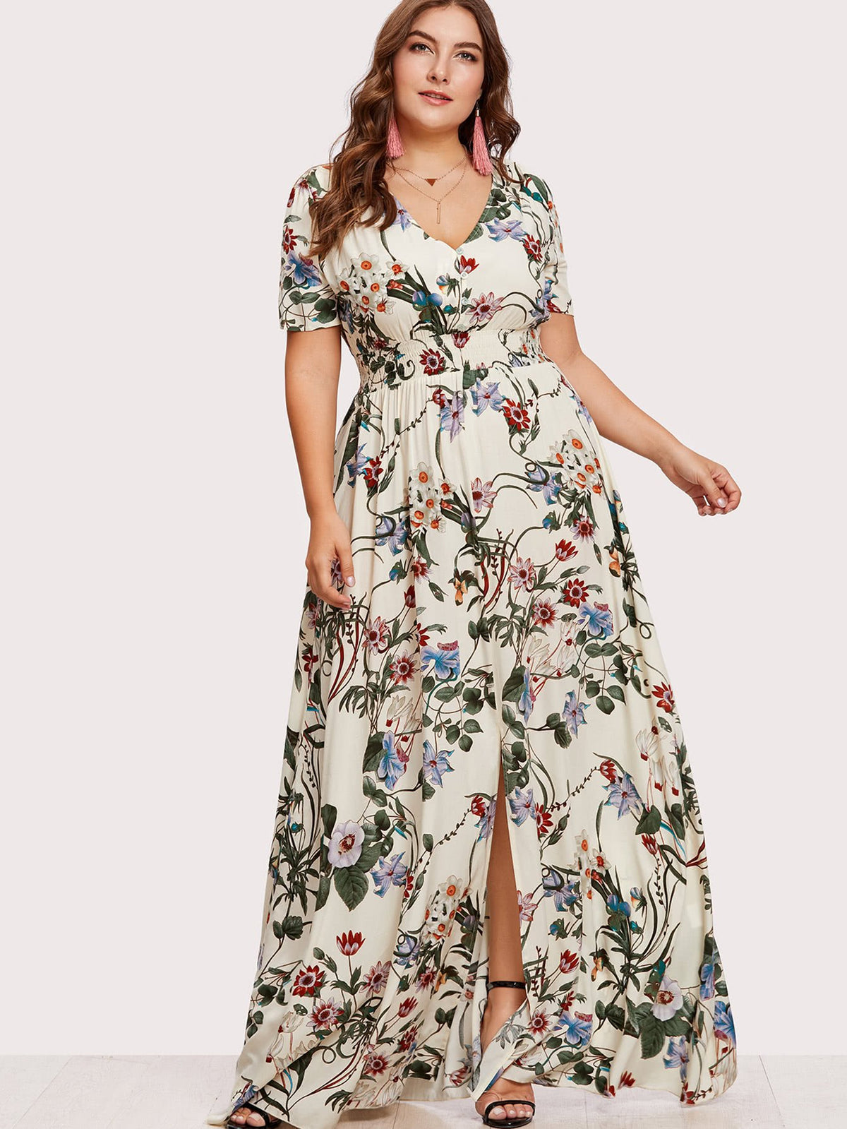 PLUS SIZE Floral Maxi Dress - Boho Buys