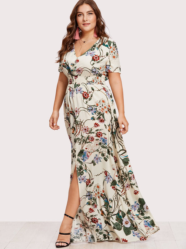 PLUS SIZE Floral Maxi Dress - Boho Buys