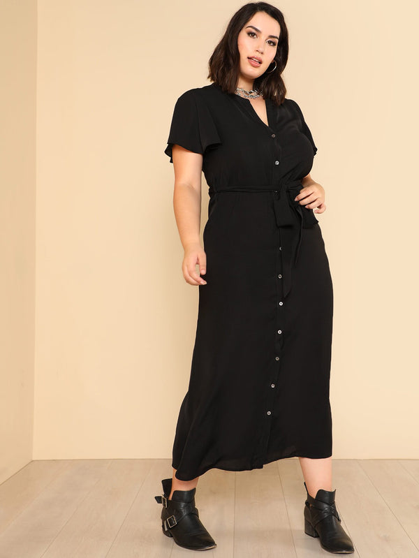 PLUS SIZE Button Front Dress - Boho Buys