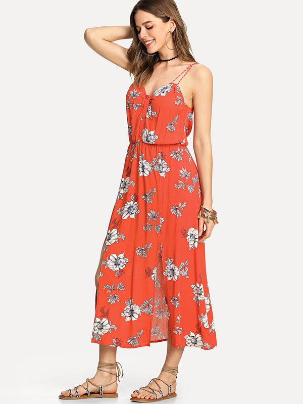 Floral Orange Maxi Dress - Boho Buys