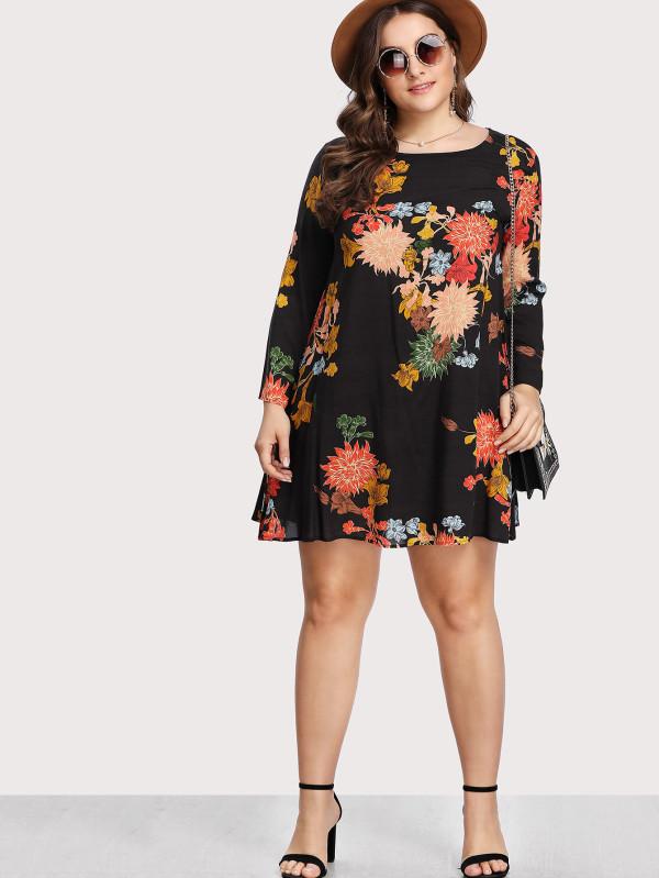 Plus Size Floral Mini Dress Boho Buys 1082