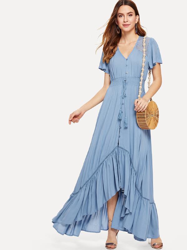 Blue Hi Low Maxi Dress - Boho Buys