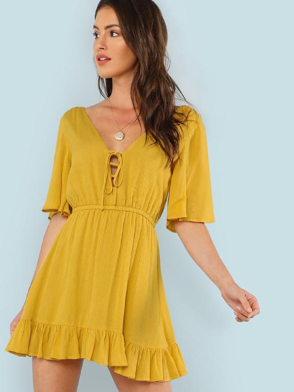 Yellow Cotton Mini Dress - Boho Buys