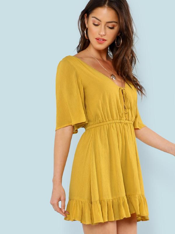 Yellow Cotton Mini Dress - Boho Buys