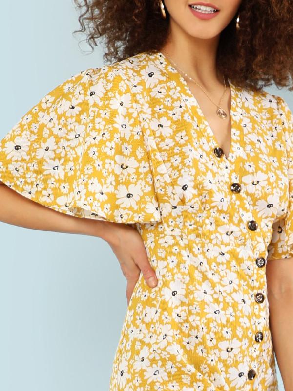 Floral Button Front Dress - Boho Buys