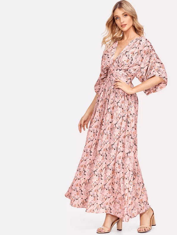 Pink Kimono Maxi Dress - Boho Buys