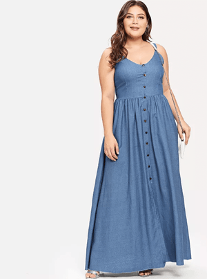 PLUS SIZE Chambray Dress - Boho Buys