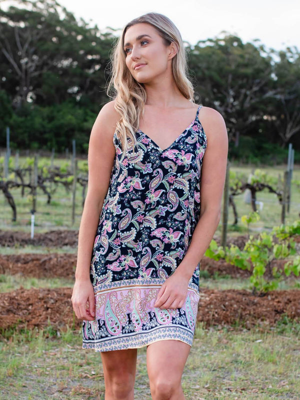 Black Paisley Slip Dress - Boho Buys