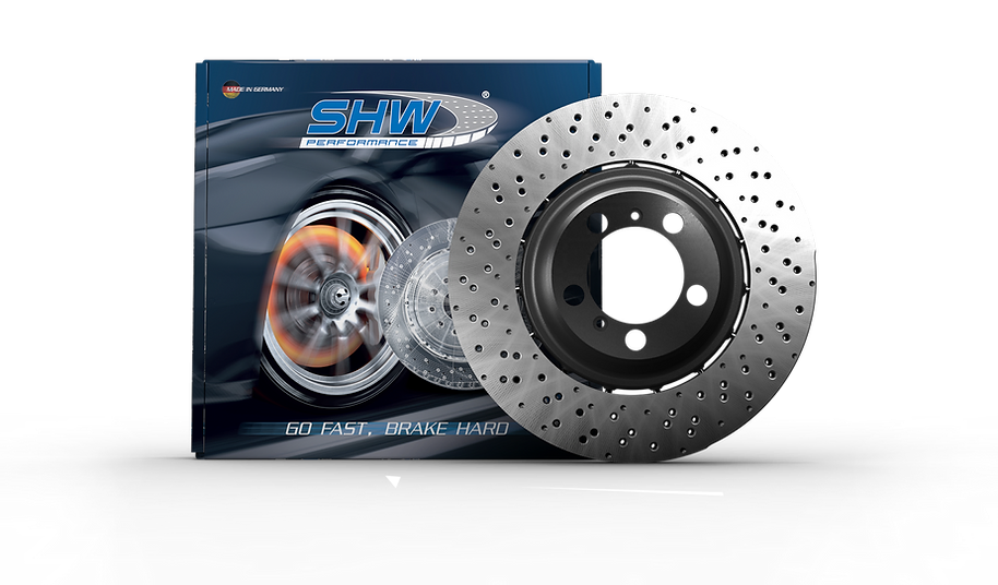 SHW 2021 Porsche 911 Turbo 3.7L Left Front Cross-Drilled Lightweight Brake Rotor