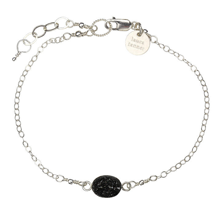 SALE - Oval Druzy Link Bracelet - Silver - Laura Tanner Jewelry