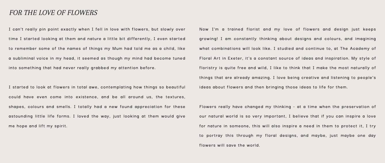 description of Alice's passion for flowers