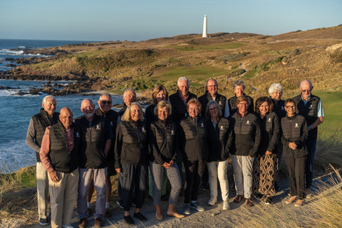 A group of Golfers on your with Golf Journey standing on the course of Cape Wickham Golf Links 