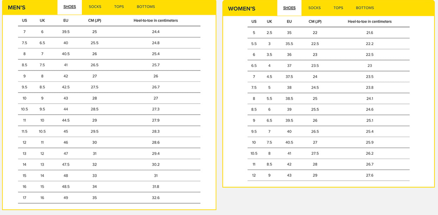 conversion between mens and womens shoes