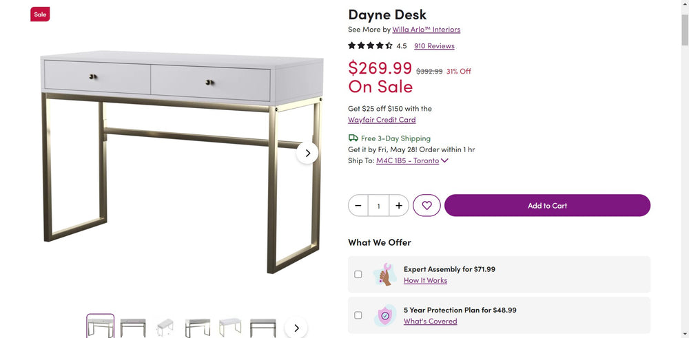 dayne desk white