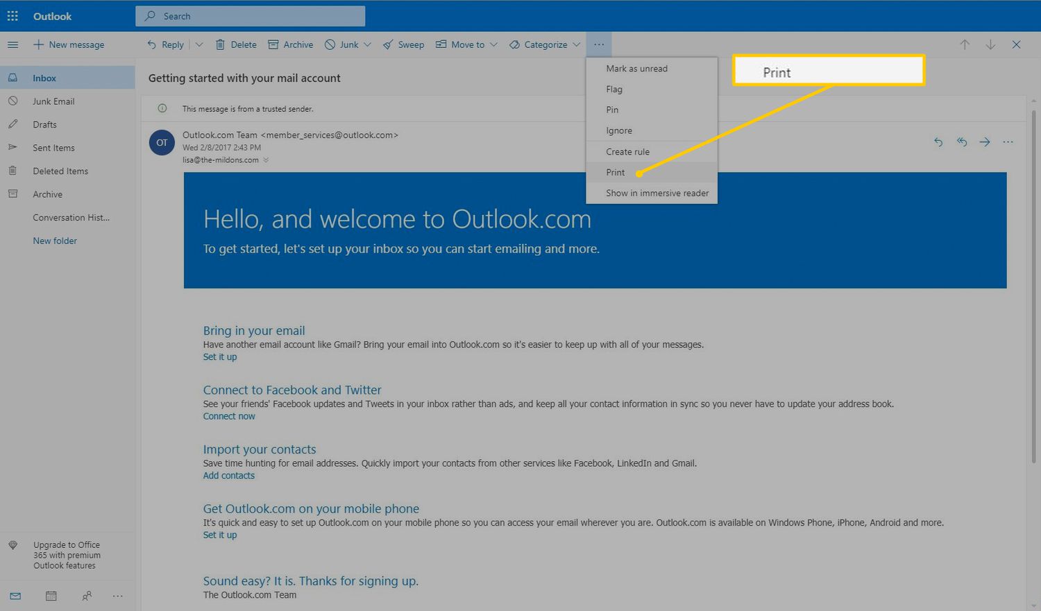 How to Print From Outlook?