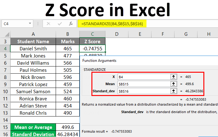 How To Find Z Value In Excel 