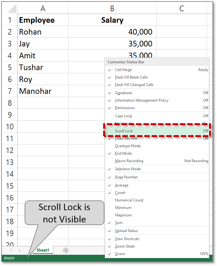 How to Scroll Lock Cells in Excel?