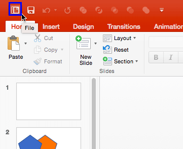 Where is File on Powerpoint on Mac?