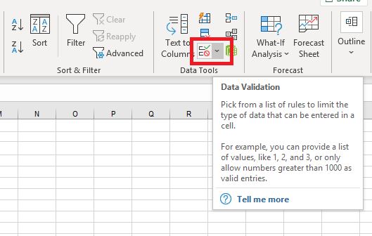Where is Data Validation in Excel?