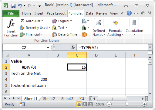 What is Type in Excel?