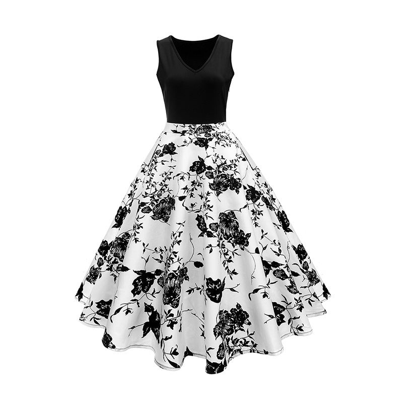 black and white floral gown